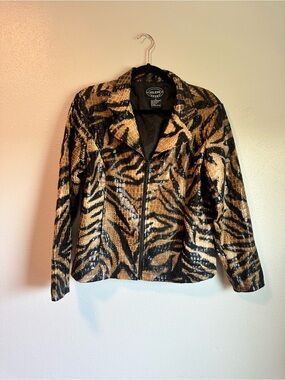Y2K Vintage Jacket Tiger Croc Print Size 10 by Selene Sport